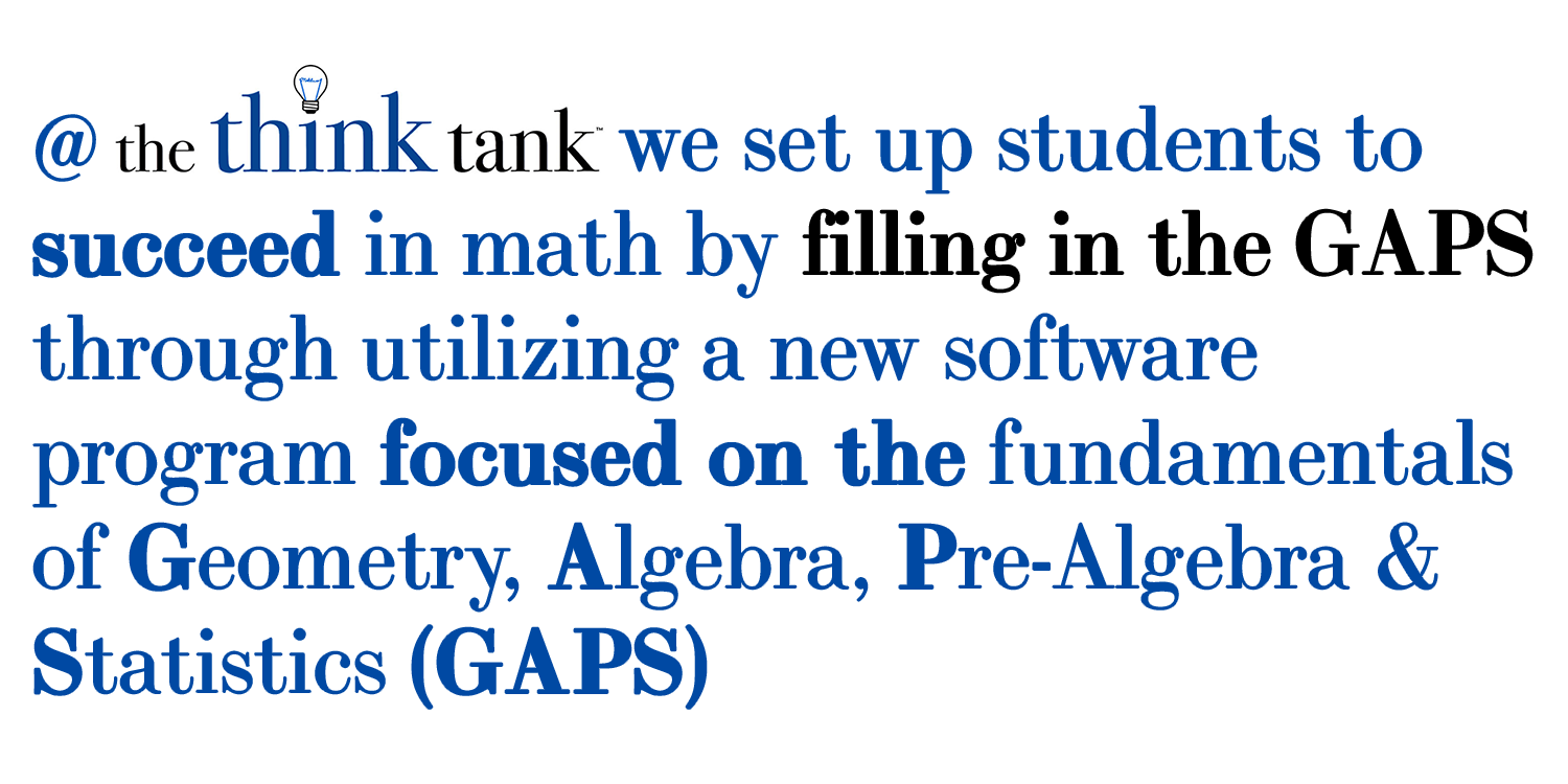 filling in the math GAPS The Think Tank Prep, Student Academic Support, Student Resources, Prep School, Tutoring